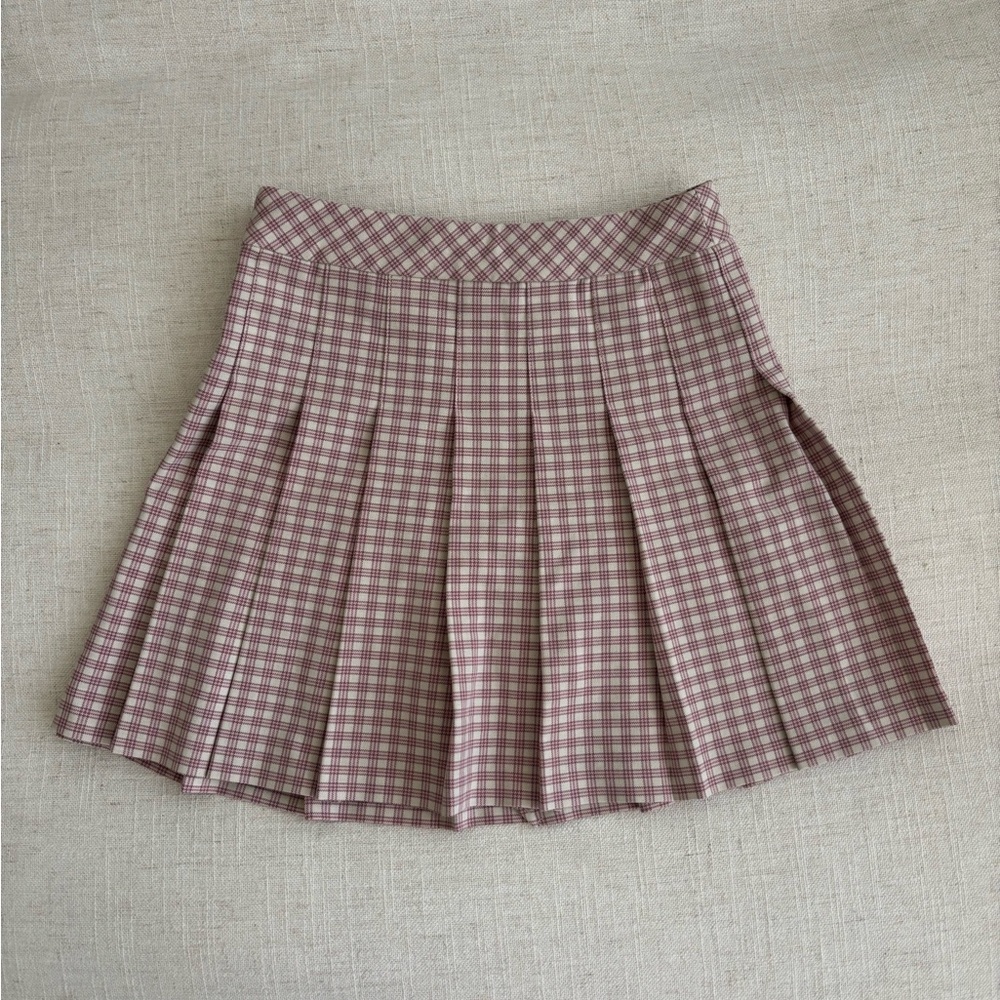 Aritzia Checkered Mini Skirt in Pink and Cream